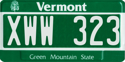VT license plate XWW323