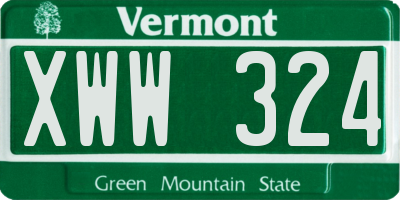 VT license plate XWW324