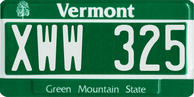 VT license plate XWW325