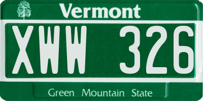 VT license plate XWW326