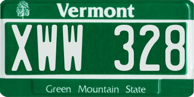 VT license plate XWW328