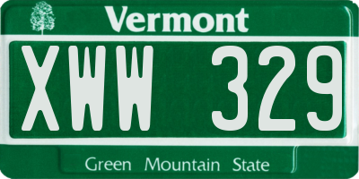VT license plate XWW329