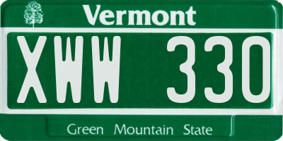 VT license plate XWW330