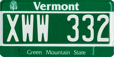 VT license plate XWW332