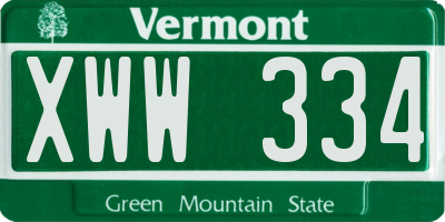 VT license plate XWW334