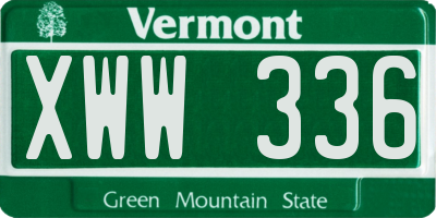 VT license plate XWW336