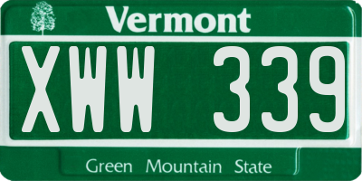 VT license plate XWW339
