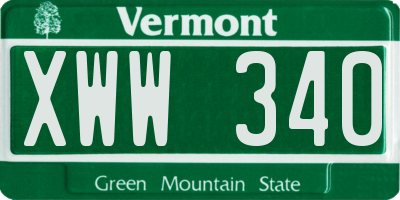 VT license plate XWW340