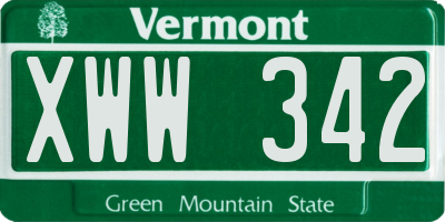 VT license plate XWW342