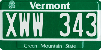 VT license plate XWW343