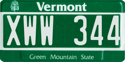 VT license plate XWW344