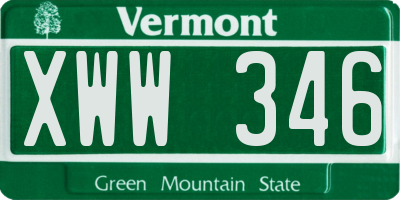 VT license plate XWW346