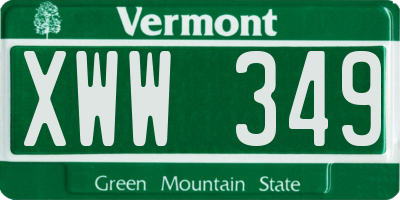 VT license plate XWW349
