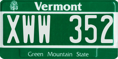 VT license plate XWW352