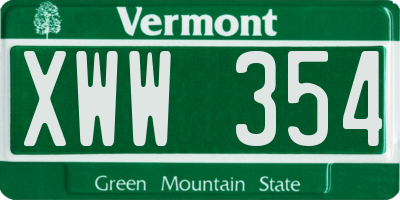 VT license plate XWW354