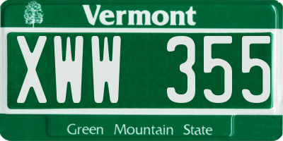 VT license plate XWW355