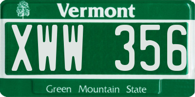 VT license plate XWW356