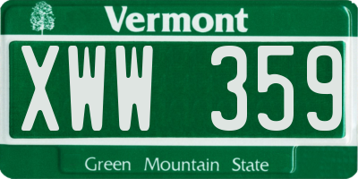 VT license plate XWW359