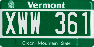 VT license plate XWW361