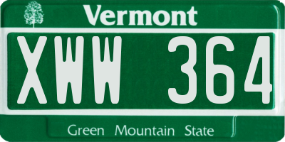 VT license plate XWW364