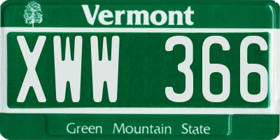 VT license plate XWW366