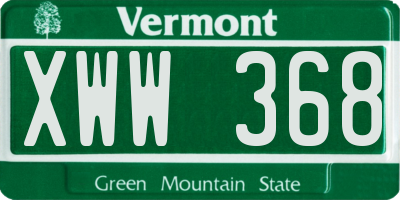 VT license plate XWW368