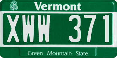 VT license plate XWW371