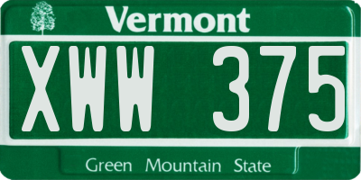 VT license plate XWW375
