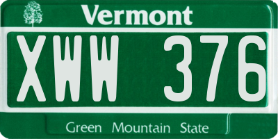 VT license plate XWW376