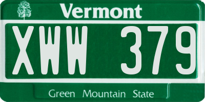VT license plate XWW379