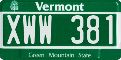 VT license plate XWW381