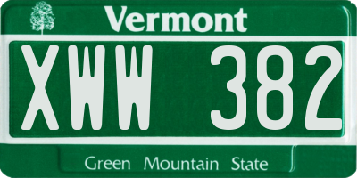 VT license plate XWW382
