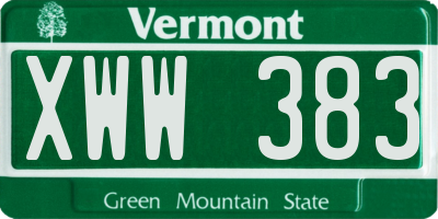 VT license plate XWW383