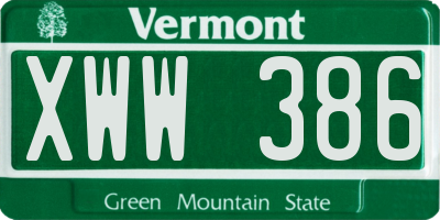VT license plate XWW386