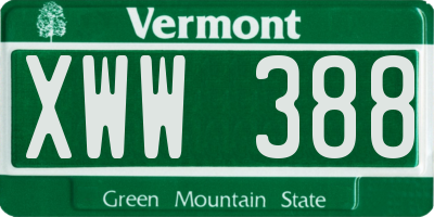 VT license plate XWW388