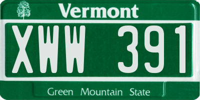 VT license plate XWW391