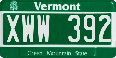 VT license plate XWW392
