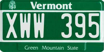 VT license plate XWW395