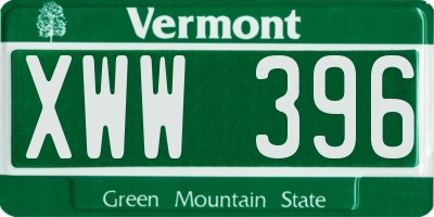 VT license plate XWW396
