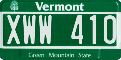 VT license plate XWW410