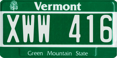 VT license plate XWW416