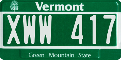 VT license plate XWW417