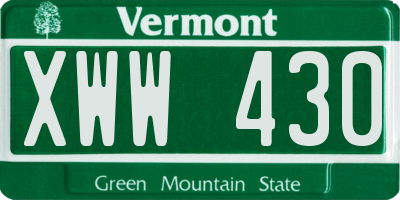 VT license plate XWW430