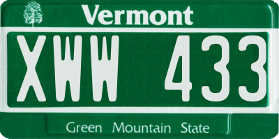 VT license plate XWW433