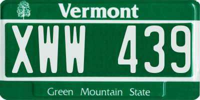 VT license plate XWW439
