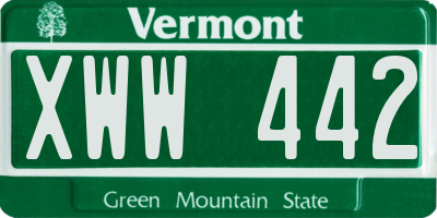 VT license plate XWW442