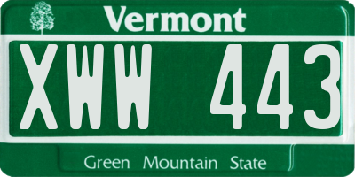 VT license plate XWW443
