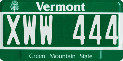VT license plate XWW444