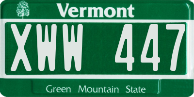 VT license plate XWW447