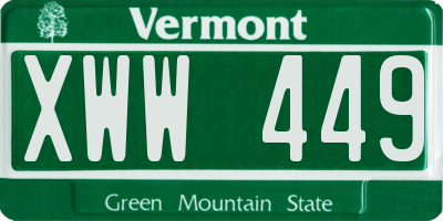 VT license plate XWW449